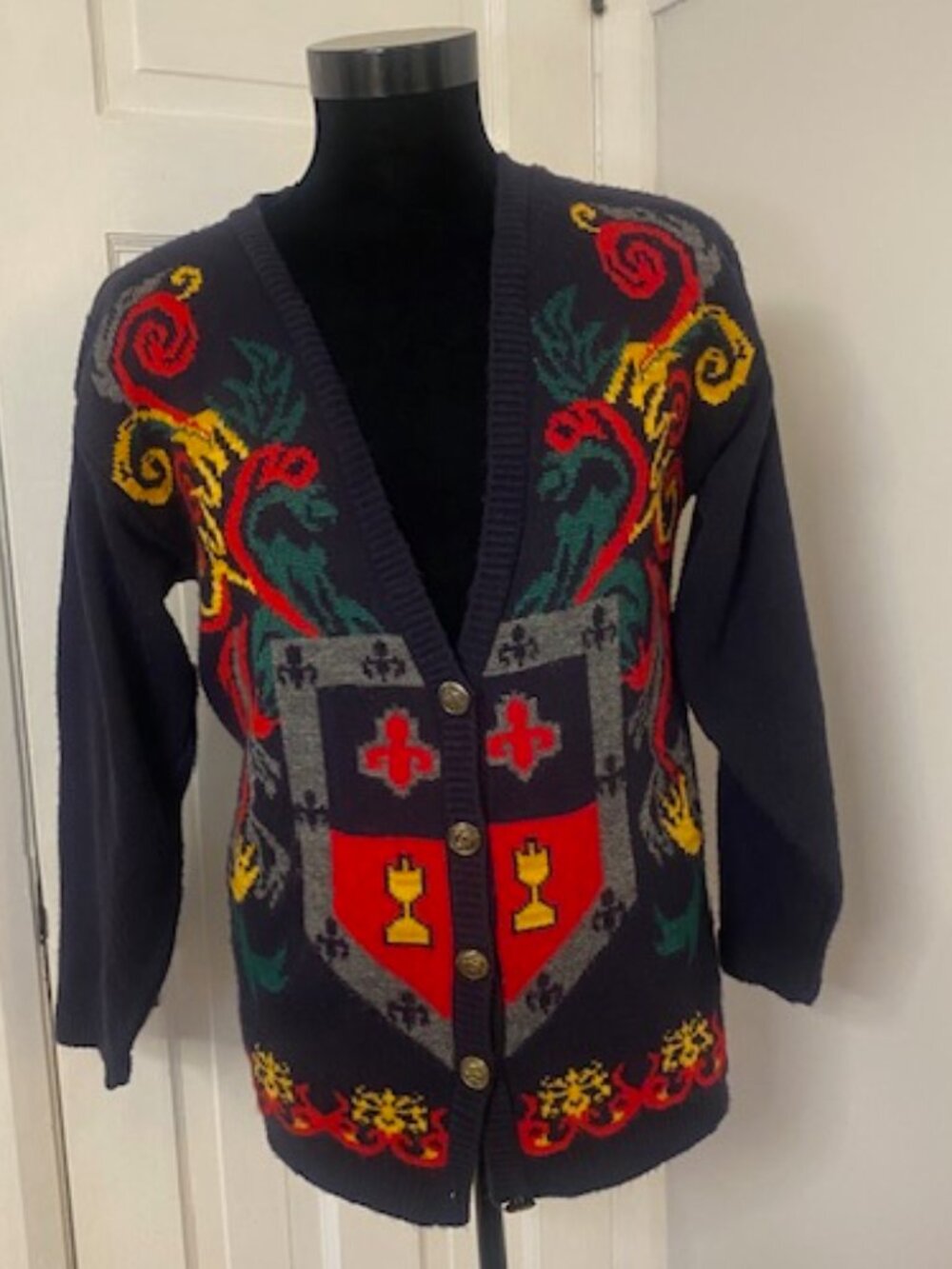 VTG Norton McNaughton Cardigan Men S Women M/L Crest, Shield, Dark Academia